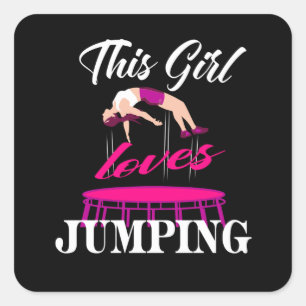 Trampolines Gift Idea Women Jumping Fitness Vierkante Sticker