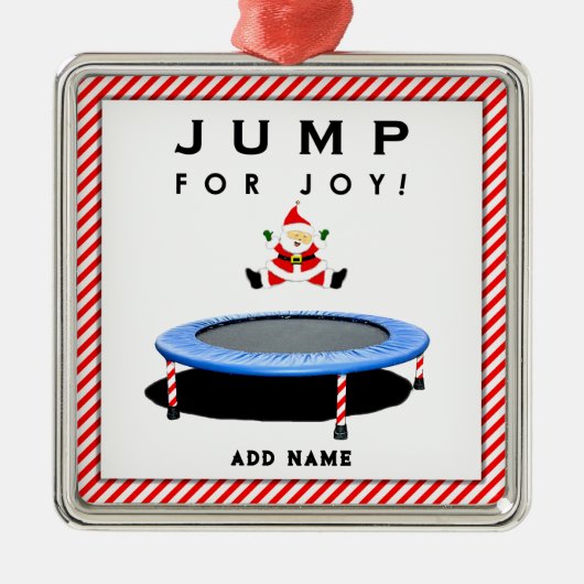 Trampolining Santa Christmas Metalen Ornament (Voorkant)