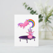 trampolining unicorn briefkaart (Staand voorkant)