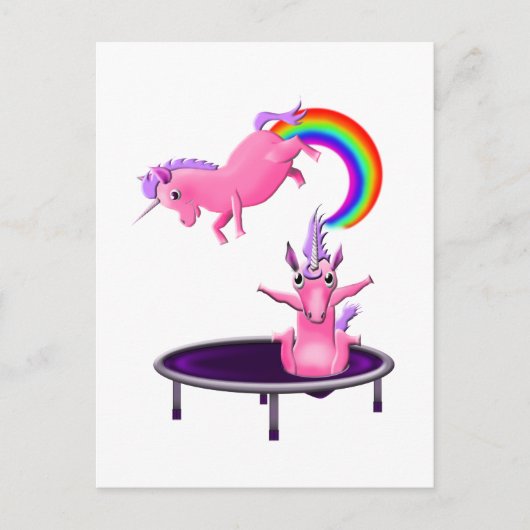 trampolining unicorn briefkaart (Voorkant)