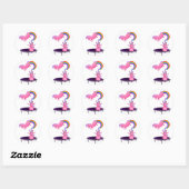 trampolining unicorn ronde sticker (Vel)