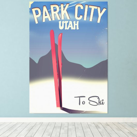 Tramposter van de skipposter van het park Utah Canvas Afdruk (Insitu (Houten vloer))