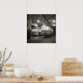Trams bij het station, 1943. Oude foto Poster (Keuken)
