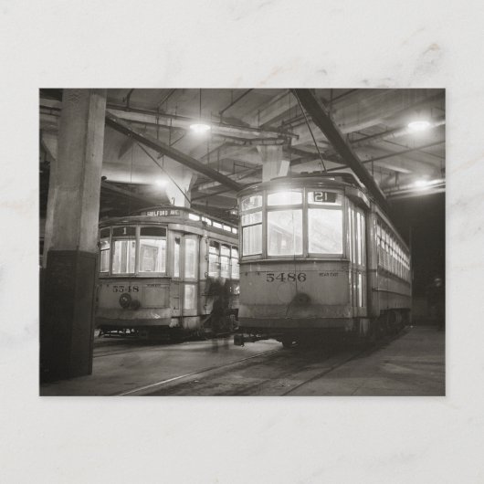 Trams bij het Terminal, 1943 Briefkaart (Voorkant)