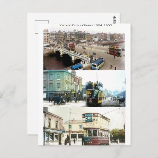  trams in Dublin stad, Ierland Briefkaart (Voorkant / Achterkant)