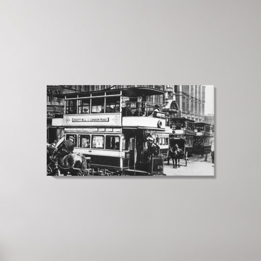 Trams in Manchester, c.1900 Canvas Afdruk (Voorkant)