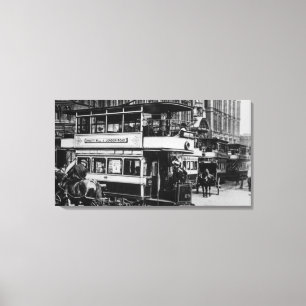 Trams in Manchester, c.1900 Canvas Afdruk