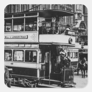 Trams in Manchester, c.1900 Vierkante Sticker