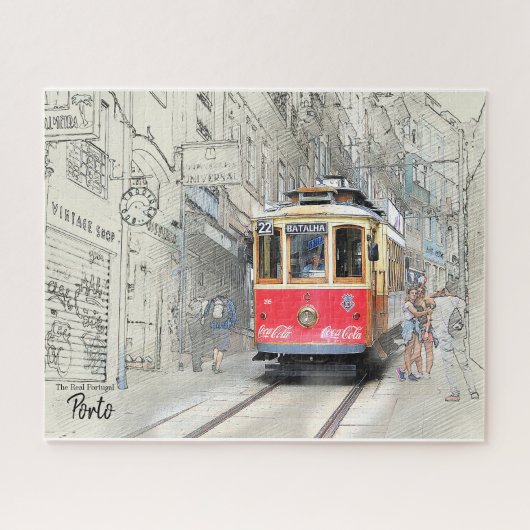 Trams van Porto Portugal Legpuzzel (Horizontaal)