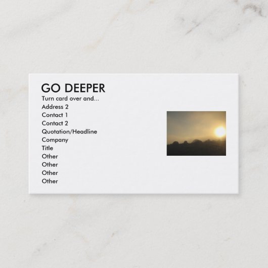 Trance Card GO DEEPER, Draai de kaart om en...... Visitekaartje (Voorkant)