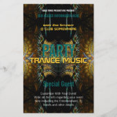 Trance Fractal Gold Feathers Party Flyer (Voorkant)