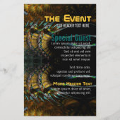 Trance Fractal Gold Feathers Party Flyer (Achterkant)