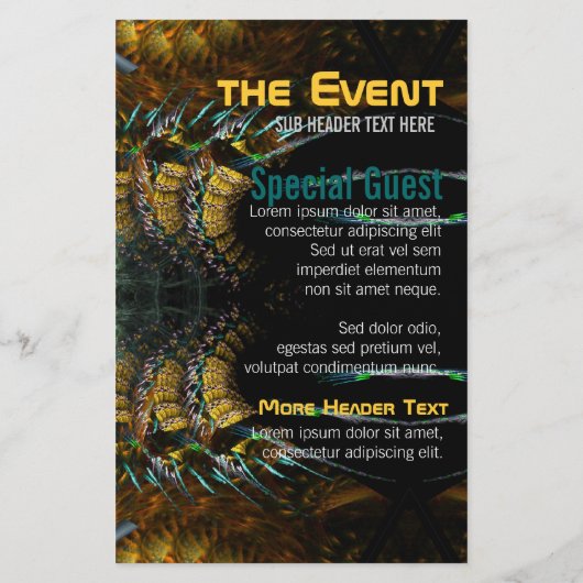 Trance Fractal Gold Feathers Party Flyer (Achterkant)