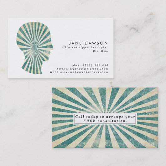 trance green sunburst Hypnotherapeut visitekaartje (Voorkant / Achterkant)