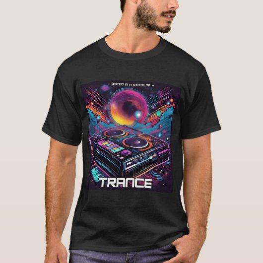 Trance Music - DJ Deck Design - EDM - TECHNO - T-shirt (Voorkant)