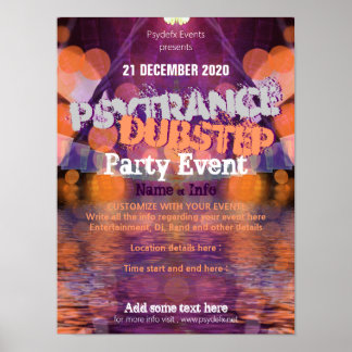 Trance Paarse Oranje Pool Party Evenement Flyer Po Poster