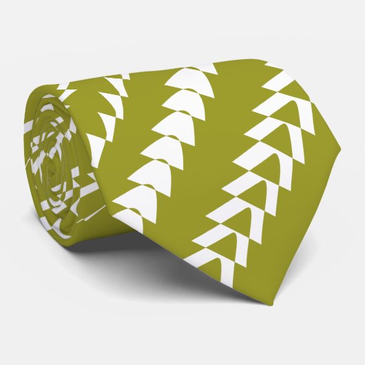 Trance Party - Olive and White Stropdas (Opgerold)