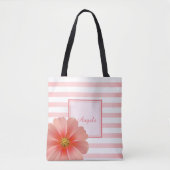 Trandy Striped, Daisy-Personalized Tote Bag (Voorkant)