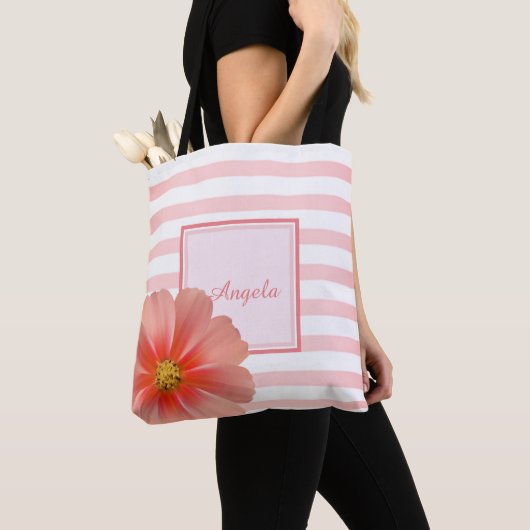 Trandy Striped, Daisy-Personalized Tote Bag (Dichtbij)