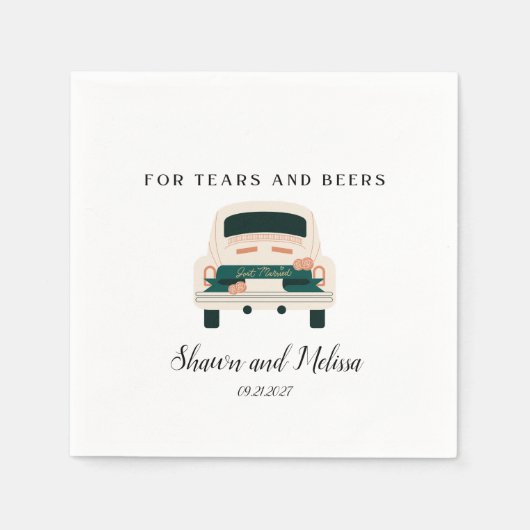 Tranen en bieren Gewoon Getrouwd Cocktail servet (Voorkant)