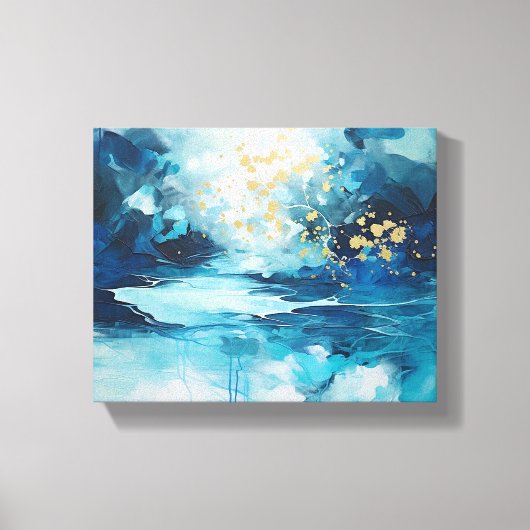 Tranen van azuurblauw abstract canvas afdruk (Voorkant)