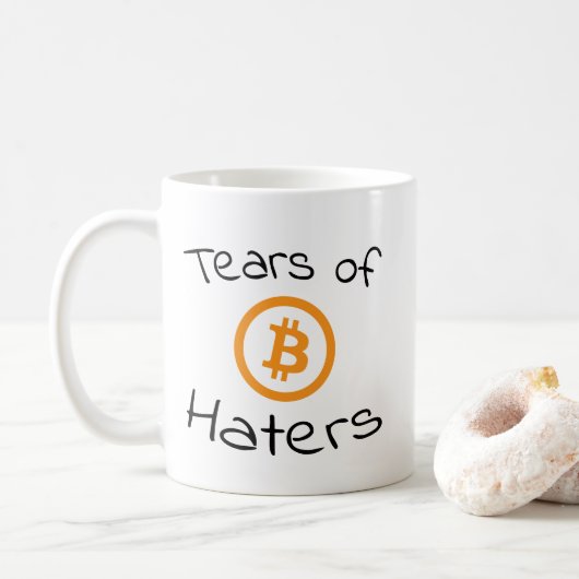Tranen van Bitcoin Haters Grappige BTC Koffiemok (Met donut)