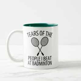 Tranen van de Mensen die ik bij Badminton Verslage Tweekleurige Koffiemok