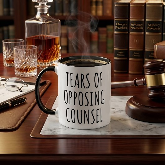 Tranen van de tegenpartij Grappige advocaat Mok
