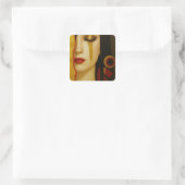 Tranen van Freya met donker haar Vierkante Sticker (Tas)