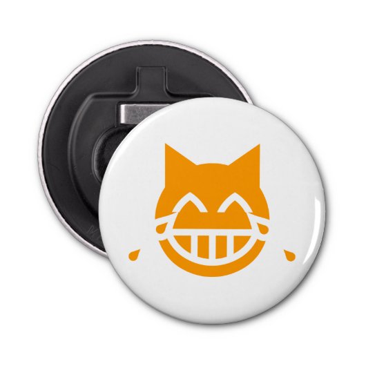 Tranen van Joy Emoji Cat Button Flesopener (Voorkant)