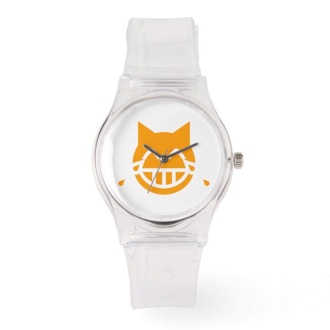 Tranen van Joy Emoji Cat Horloge (Voorkant)