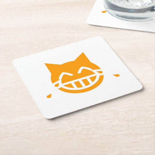 Tranen van Joy Emoji Cat Kartonnen Onderzetters (Schuin)