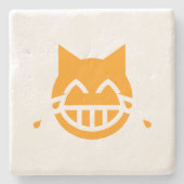 Tranen van Joy Emoji Cat Stenen Onderzetter (Voorkant)