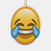 Tranen van Joy emoji grappige dubbele versiering Keramisch Ornament (Rechts)