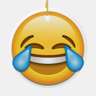 Tranen van Joy emoji grappige dubbele versiering Keramisch Ornament