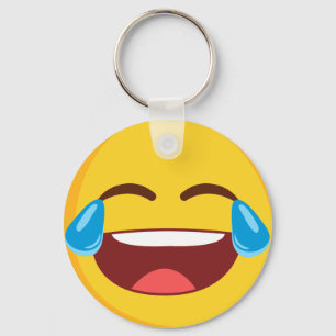 Tranen van Joy Face Emoji Button Sleutelhanger
