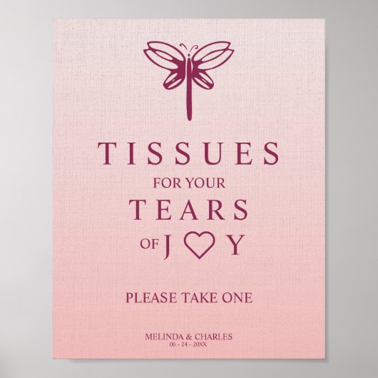 Tranen van Joy voor bruiloft met Burgundy Dragonfl Poster (Voorkant)