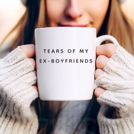 Tranen van mijn ex-vriend | Grappige typografie Tweekleurige Koffiemok