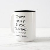 Tranen van mijn gitaarleerkracht nog warm Grappig Tweekleurige Koffiemok (Voorkant links)