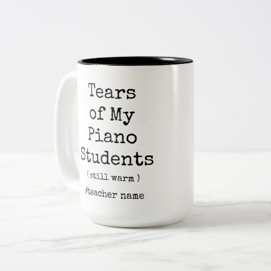 Tranen van mijn pianostudenten nog steeds warm gra tweekleurige koffiemok (Voorkant links)