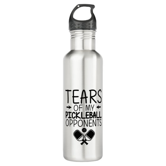 Tranen van mijn Pickleball Funny minimale Pickleba Waterfles (Voorkant)