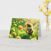 Tranende honingbij om aan je te denken kaart (Gele Bloem)