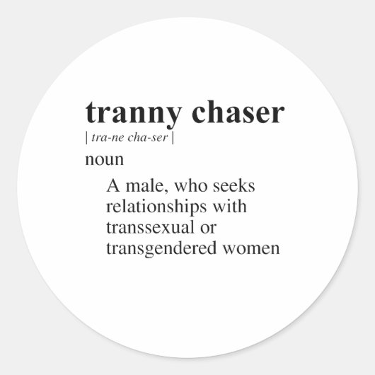 TRANNY JAGER RONDE STICKER (Voorkant)