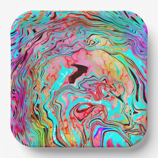 Tranquability Abstracte Fluid Art Papieren Bordje (Voorkant)