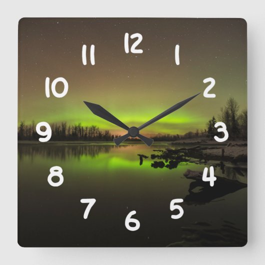 Tranquil Aurora Vierkante Klok (Voorkant)