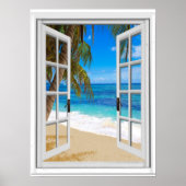 Tranquil Beach Ocean Uitzicht Fake Window Poster (Voorkant)