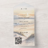 Tranquil Beach Sunset Boho Destination Wedding All In One Uitnodiging (Binnen)