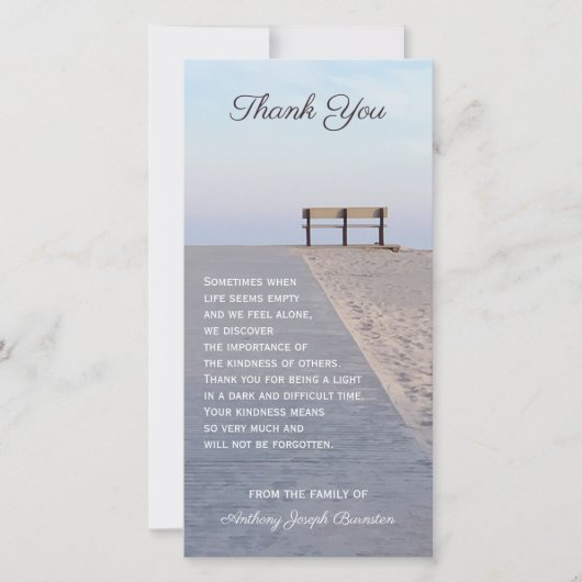 Tranquil Beach Sympathie 4 x 8 flat card Bedankkaart (Voorkant)