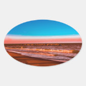 Tranquil Beach & Wave  – Summer Coastal Vibes Ovale Sticker (Voorkant)