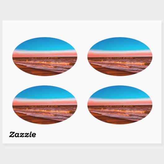 Tranquil Beach & Wave  – Summer Coastal Vibes Ovale Sticker (Vel)